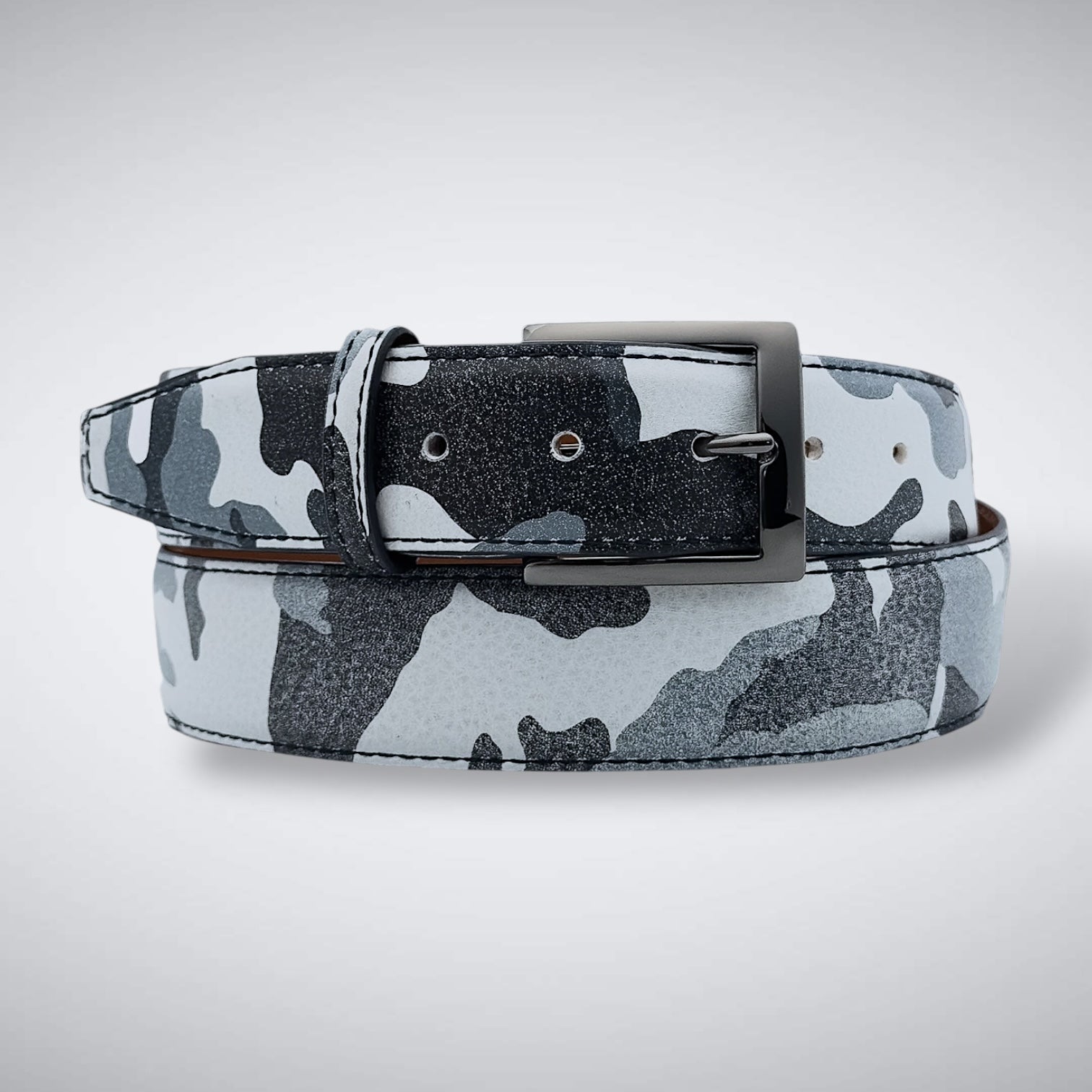 Italian Calf Belt: White Camo