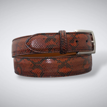 Zanzibar Python Belt – Glazed Cognac (Tonal Stitch)