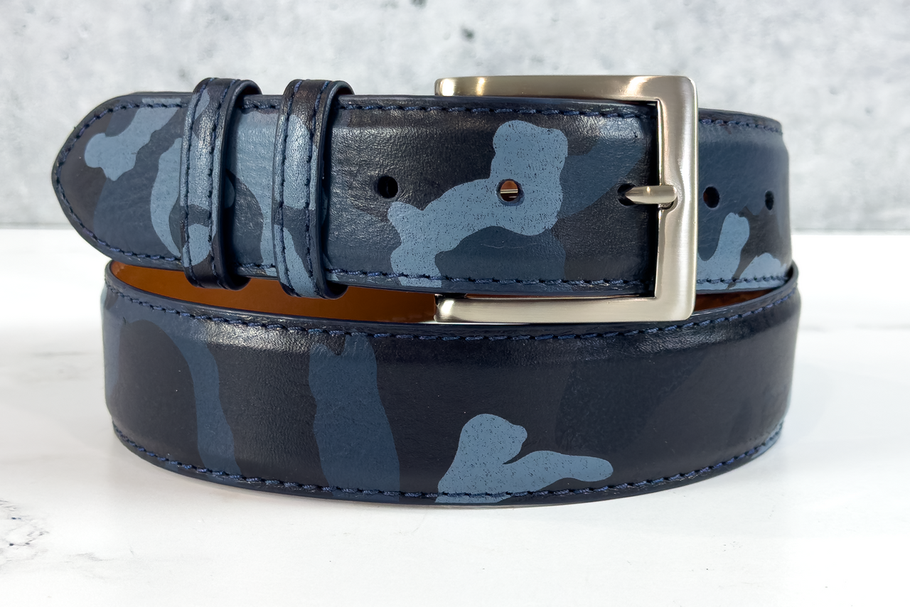 Italian Calf Belt: Navy Camo