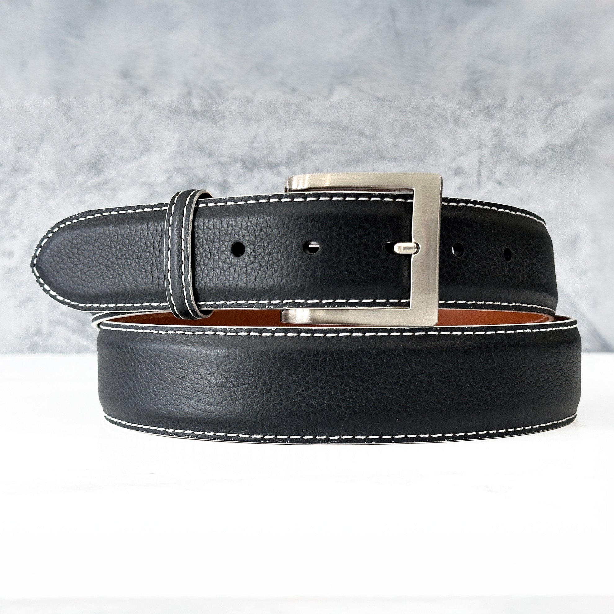 Italian Pebble Grain Calf Belt: Black