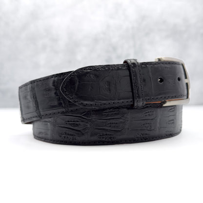 Ready To Ship Caiman Belt: Black With Matching Stitch And Edge (1.5&quot; Width)