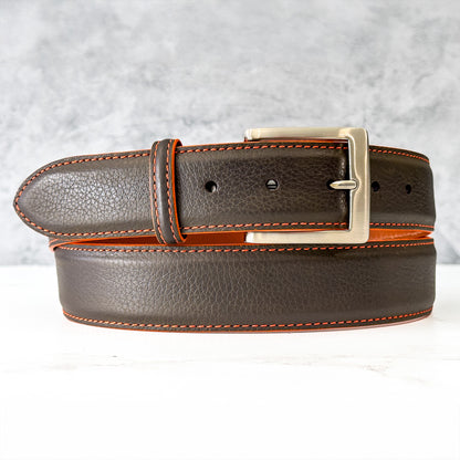 Italian Pebble Grain Calf Belt: Brown