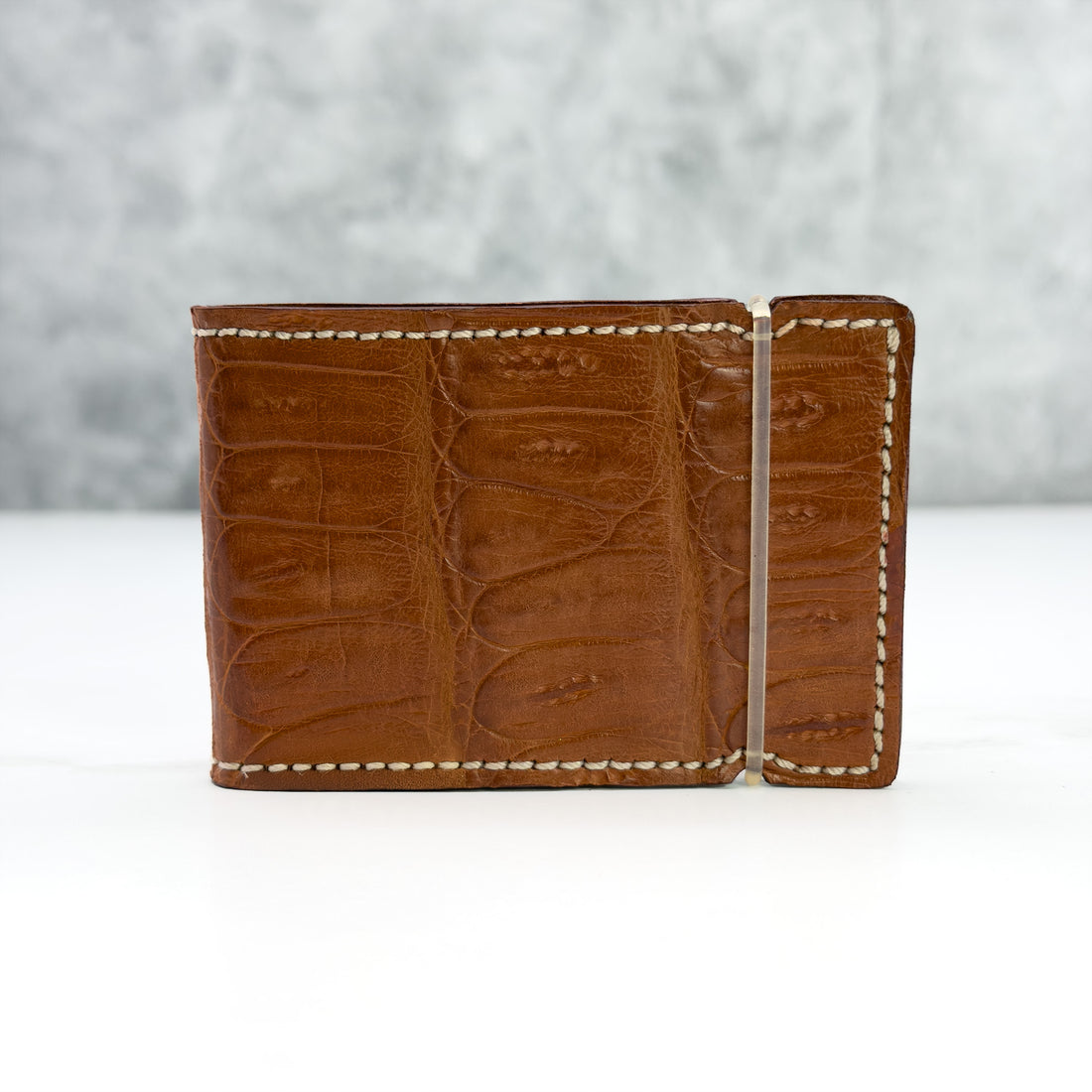 Matte Caiman Crocodile Cash Cover: Cognac Hill