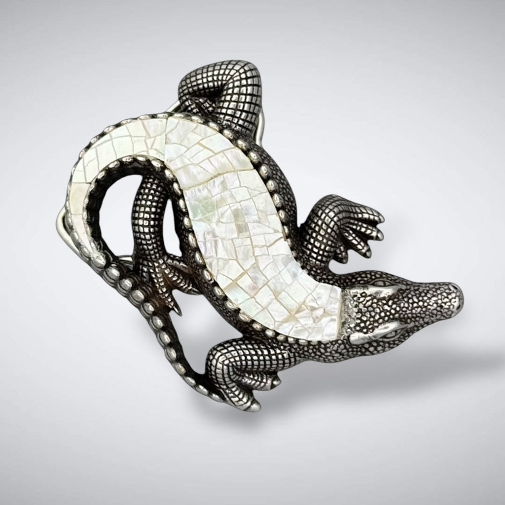 Bayou Gator (White MOP) Buckle Fits 38-40mm Belts