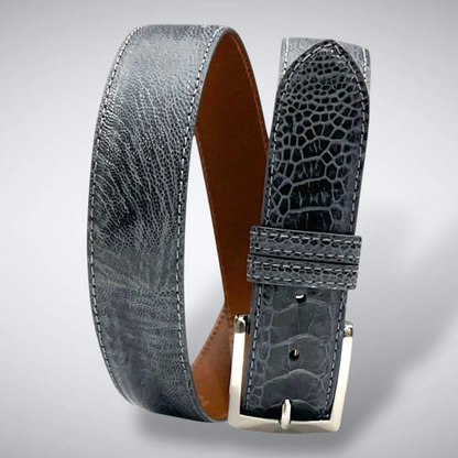 Ostrich Shin Belt: Dark Grey