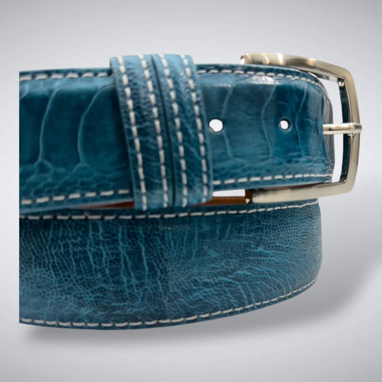 Ostrich Shin Belt: Teal