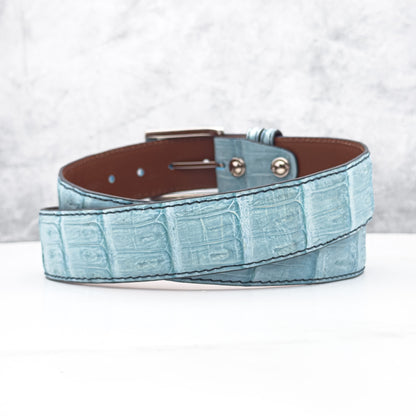 Ready To Ship Caiman Belt: Sky Blue Diamond Tip (1.5&quot; Width)