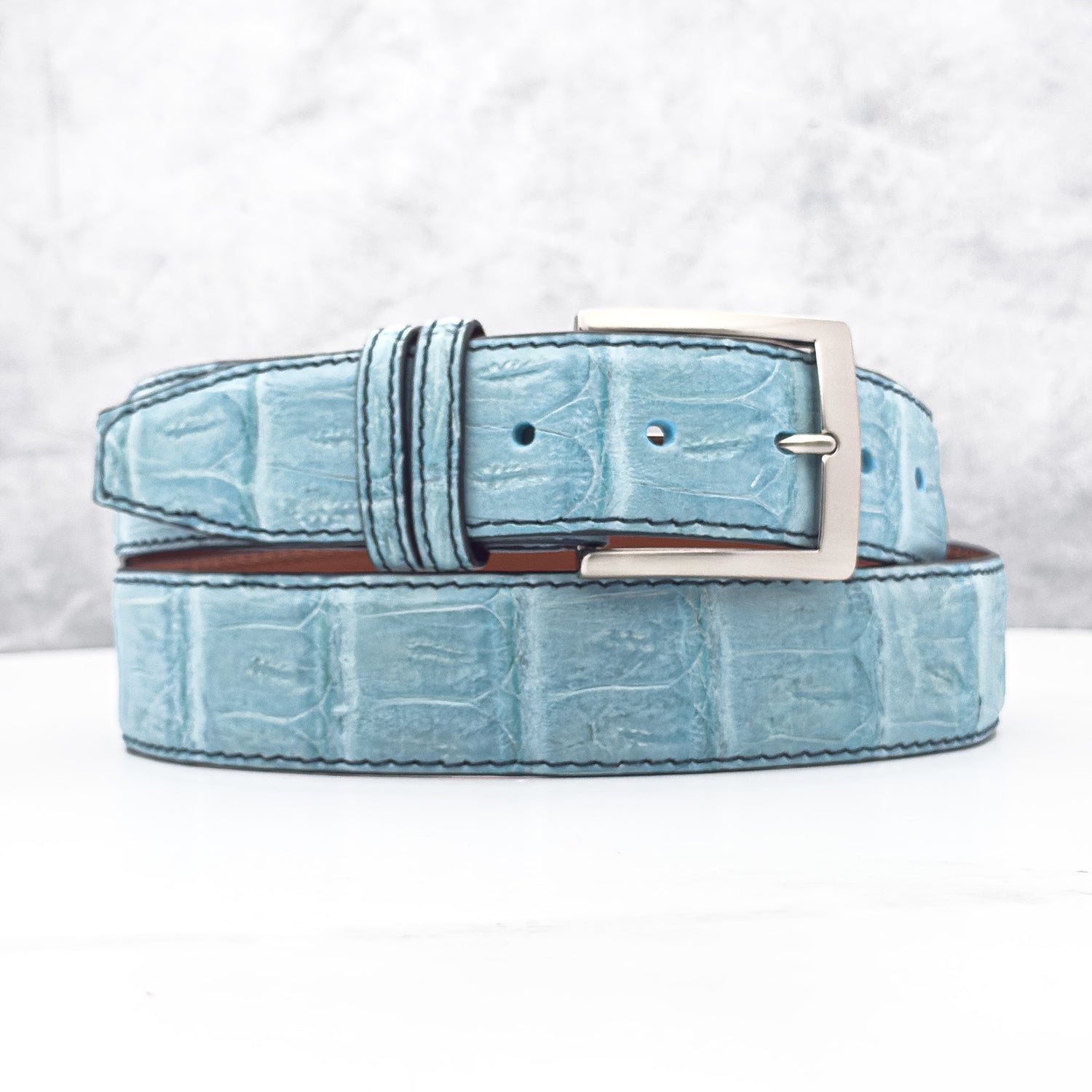 Ready To Ship Caiman Belt: Sky Blue Diamond Tip (1.5&quot; Width)