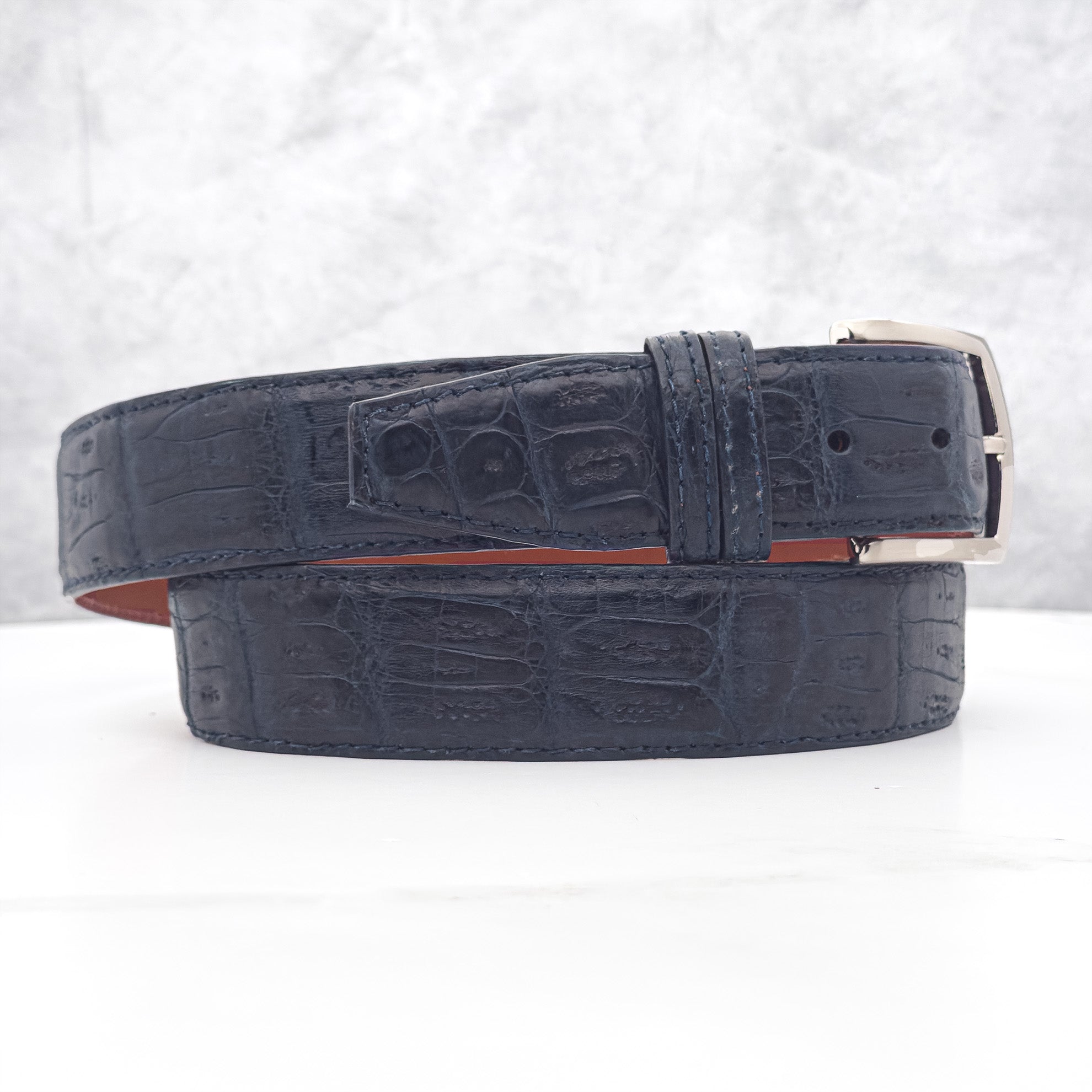 Ready To Ship Caiman Belt: Navy Diamond Tip 25