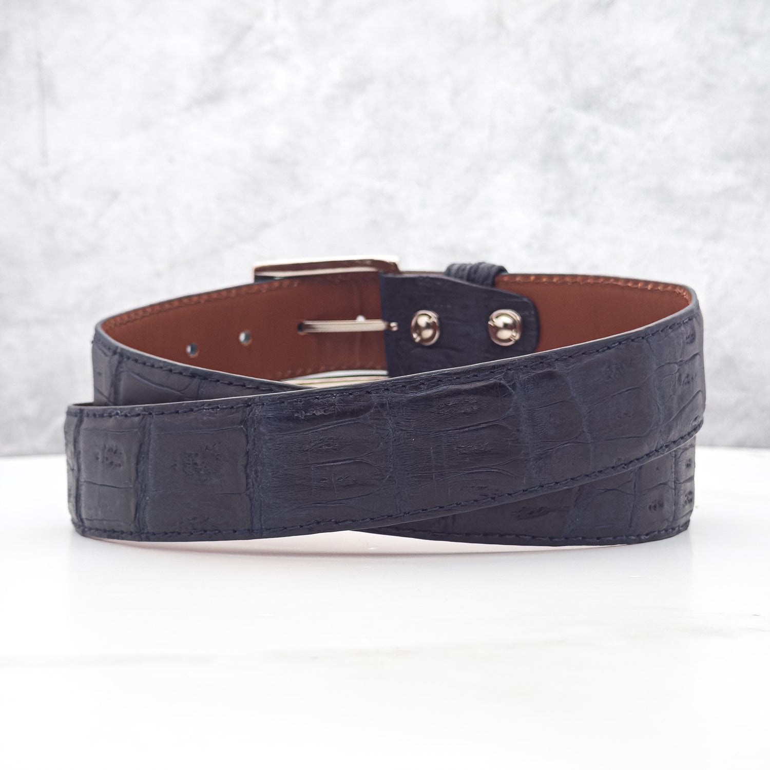 Ready To Ship Caiman Belt: Navy Diamond Tip 25