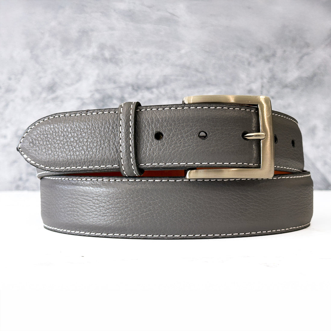 Italian Pebble Grain Calf Belt: Grey