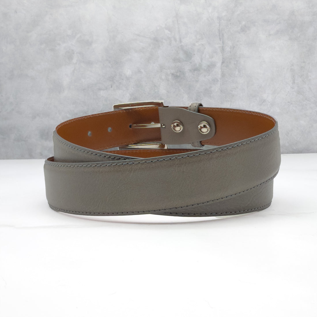 Ready To Ship Italian Calf Belt: Grey (1.5 Width)