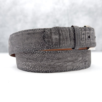 Ostrich Shin Suede Belt: Grey