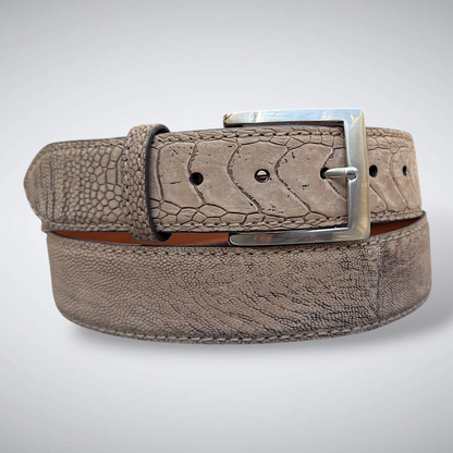 Here Comes the Sun Ostrich Shin Belt (Tan Suede, Tonal Stitch)