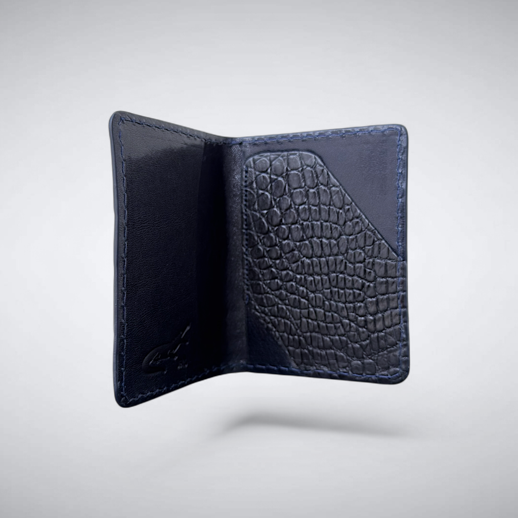 The Knox – Matte Alligator Slim Card Case | Navy