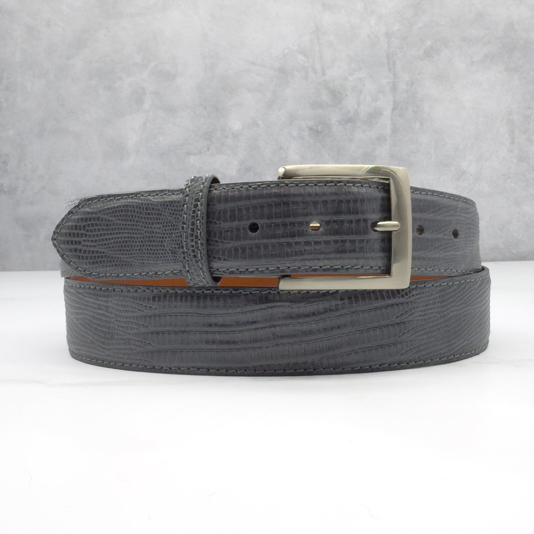 Ready To Ship Lizard Belt:  Grey  Width 1.5&quot;