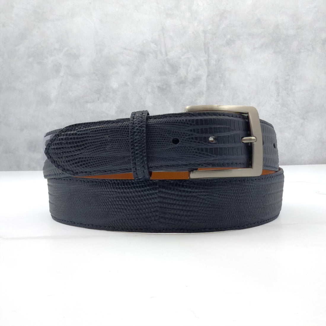 Ready To Ship Lizard Belt: Matte Navy 1.5&quot; width