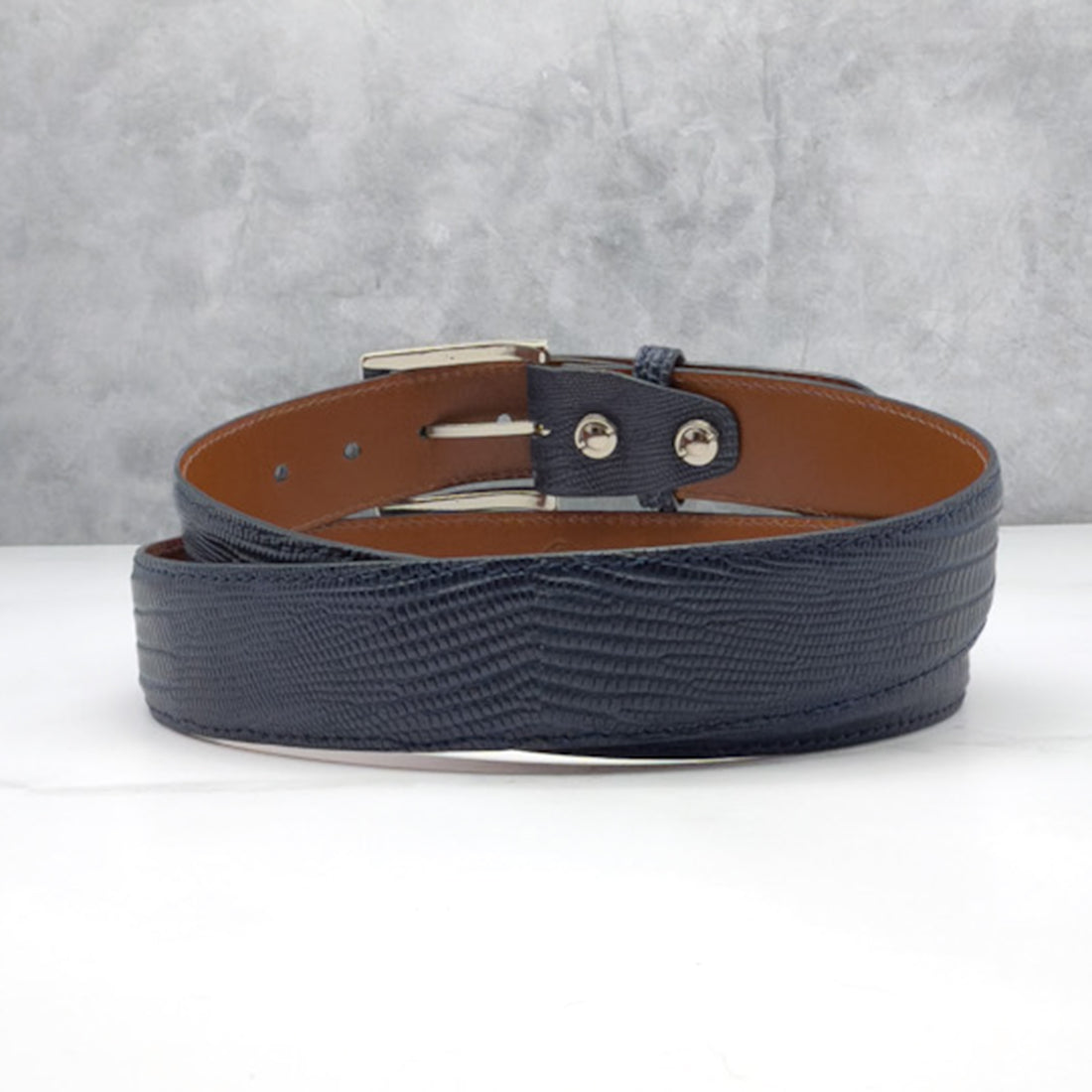 Ready To Ship Lizard Belt: Matte Navy 1.5&quot; width