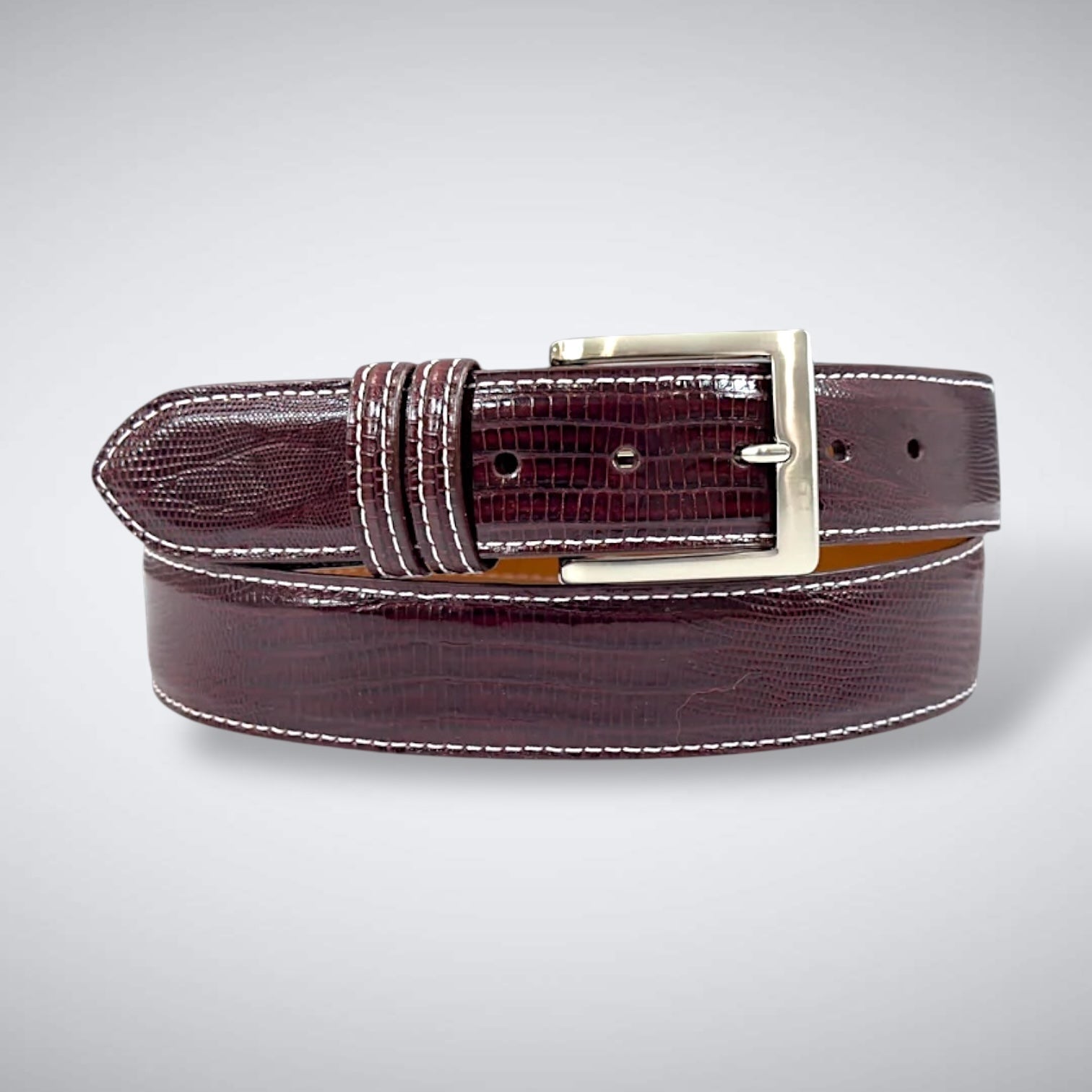 Lizard Belt — Burgundy