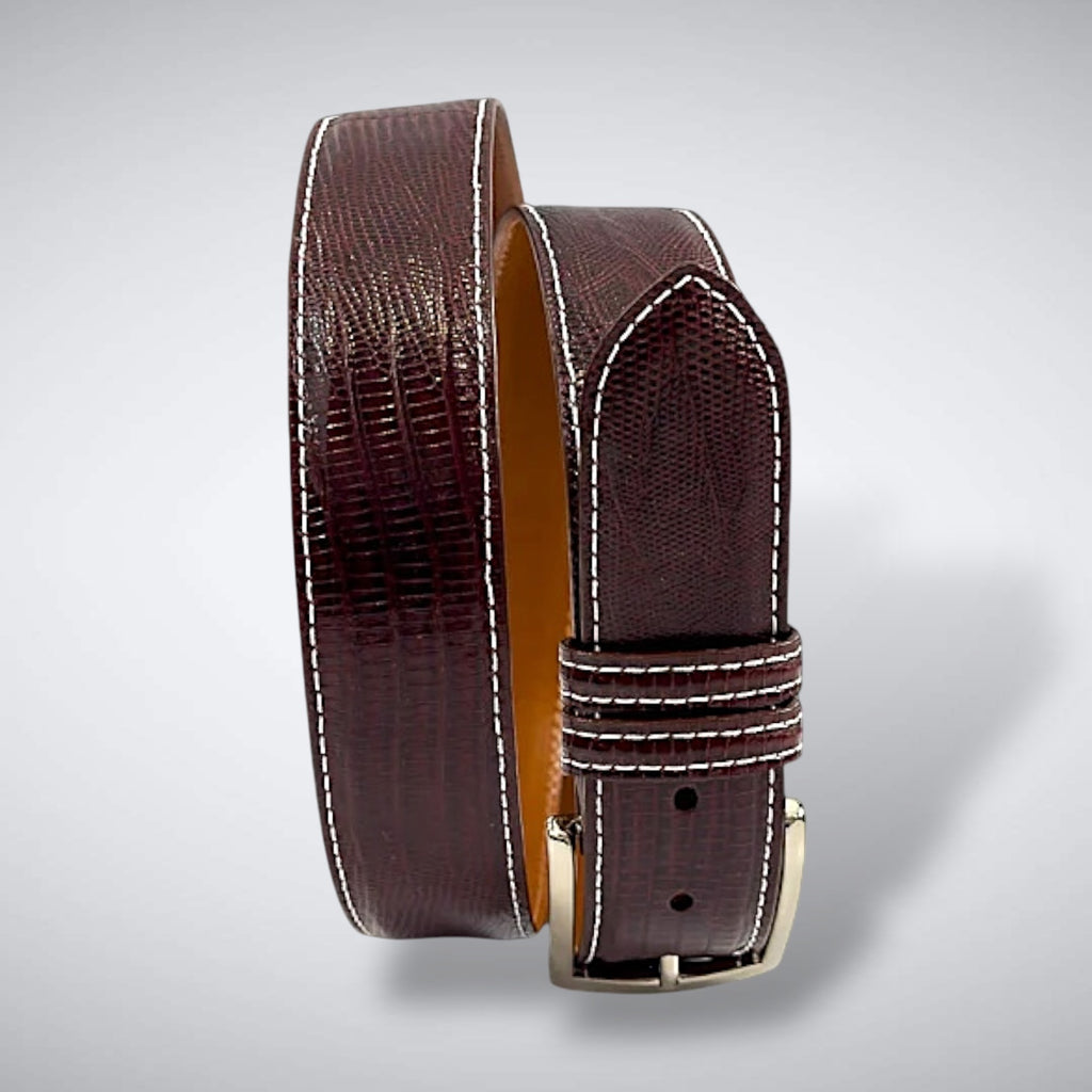 Lizard Belt — Burgundy