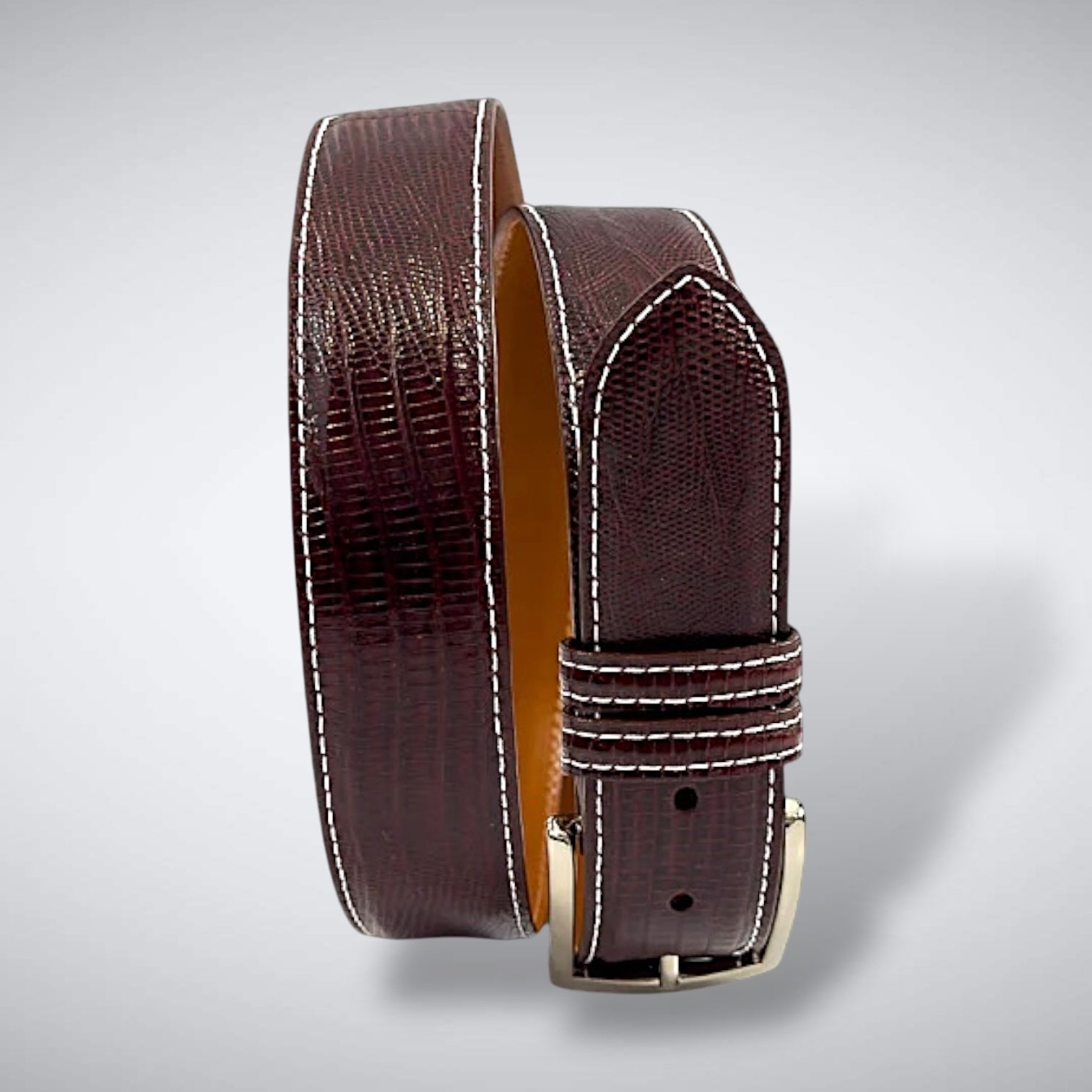 Lizard Belt — Burgundy
