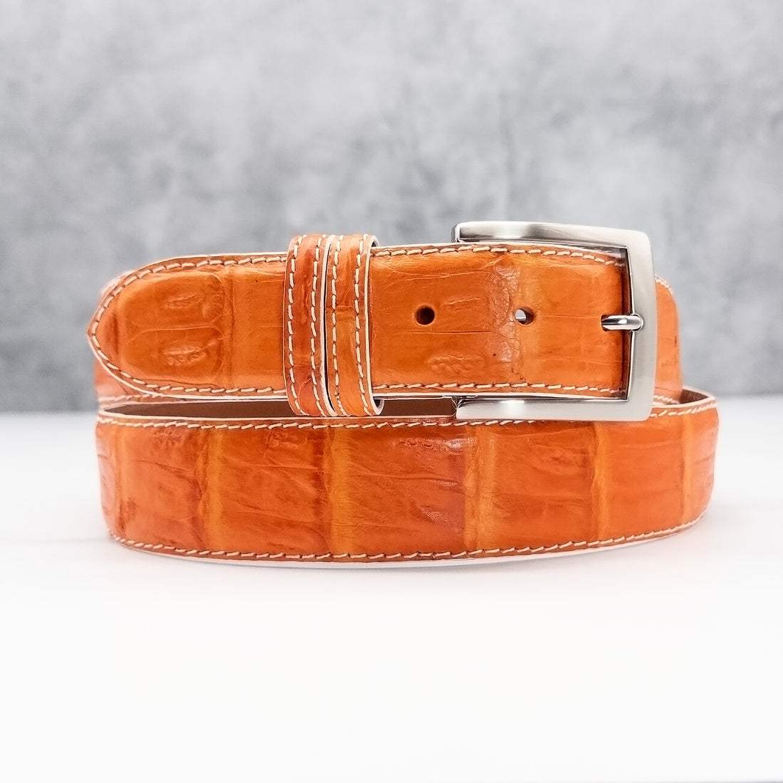 Matte Caiman Tail Belt: Orange