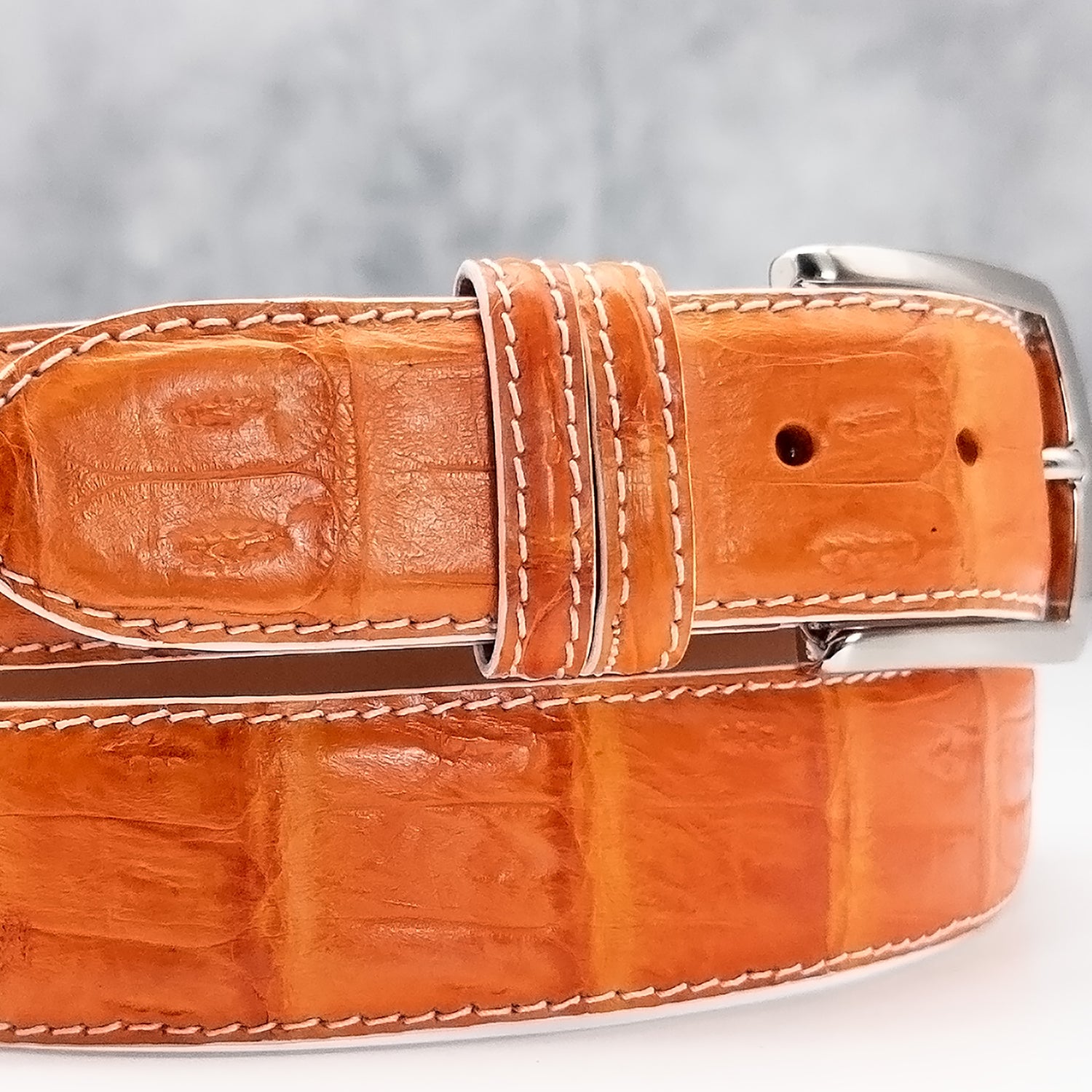 Matte Caiman Tail Belt: Orange