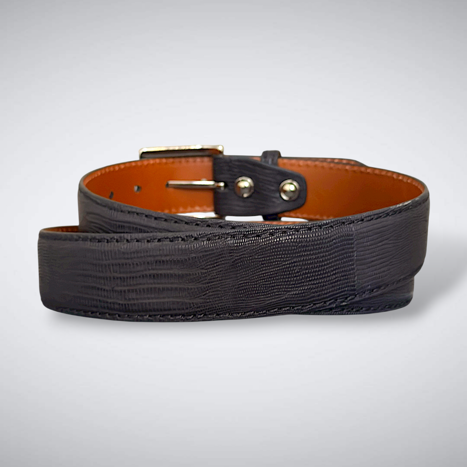 Cordoba Lizard Belt (Black Tonal Stitch)