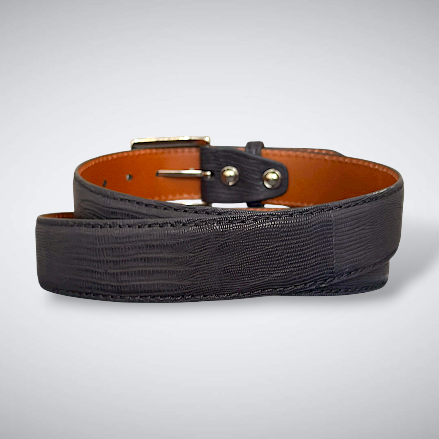 Cordoba Lizard Belt (Black Tonal Stitch)