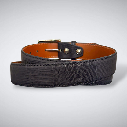 Cordoba Lizard Belt (Black Tonal Stitch)