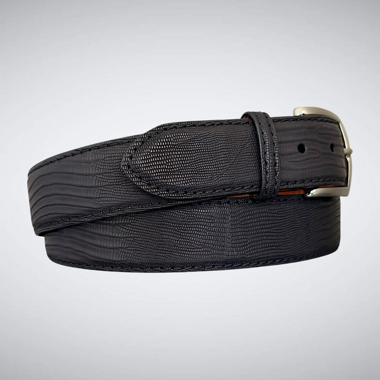 Cordoba Lizard Belt (Black Tonal Stitch)