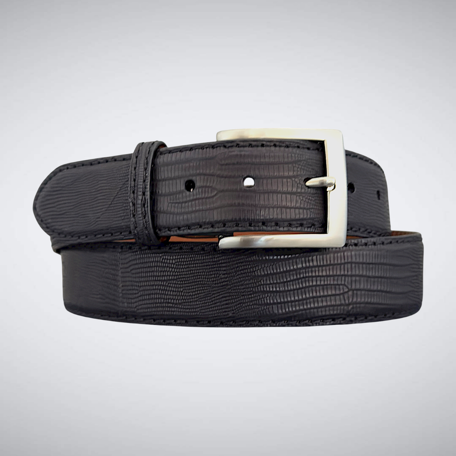 Cordoba Lizard Belt (Black Tonal Stitch)