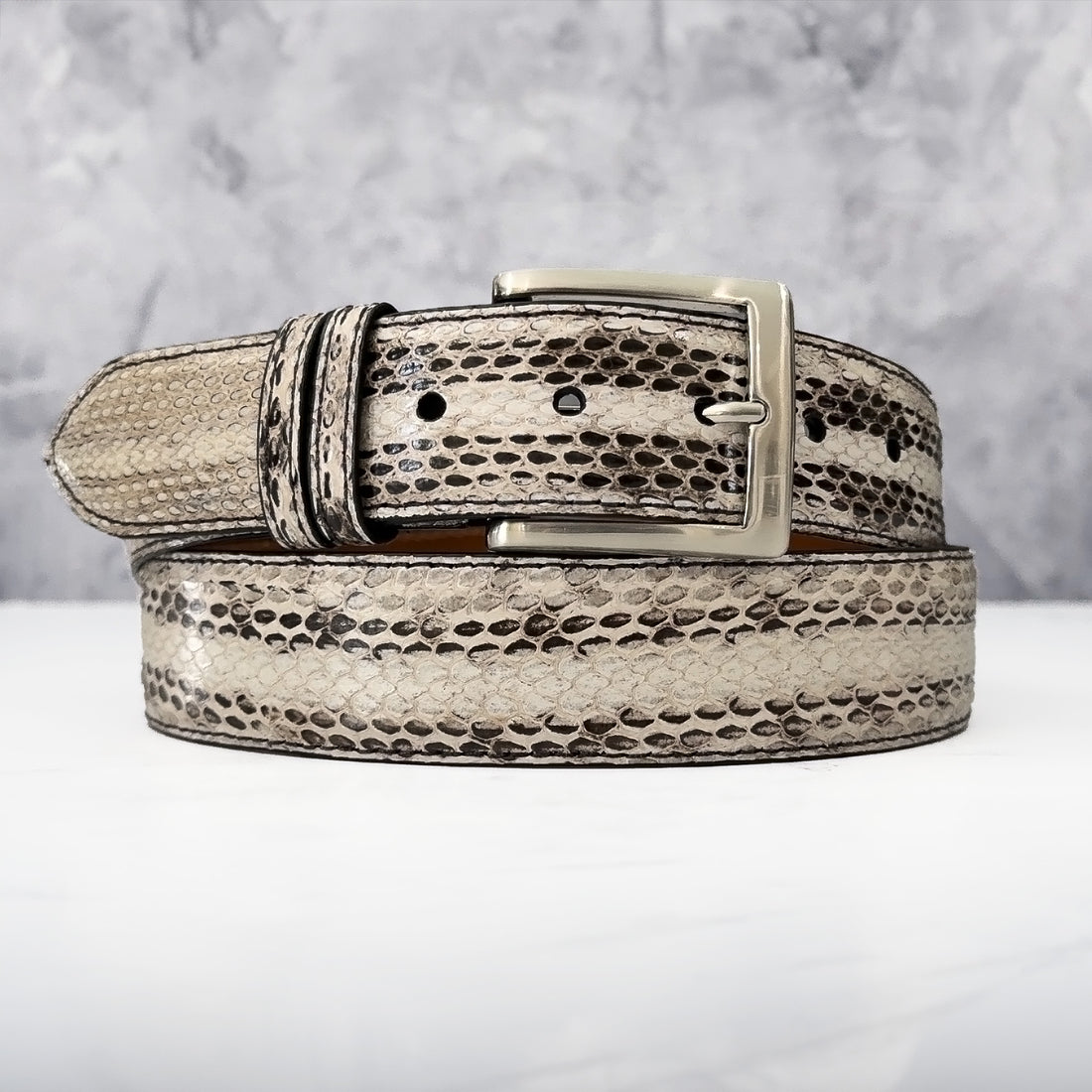 Ready To Ship Racer Snake Belt: Parchment 1.5&quot; width