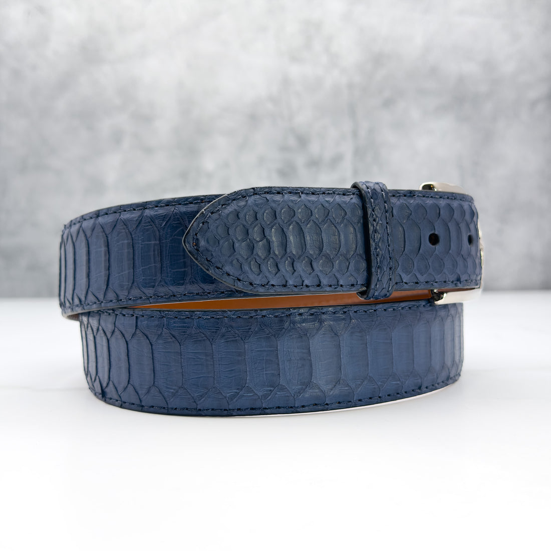 Ready To Ship Center Cut (belly scales) Python Belt: Arctic Serpent  1.5&quot; Width