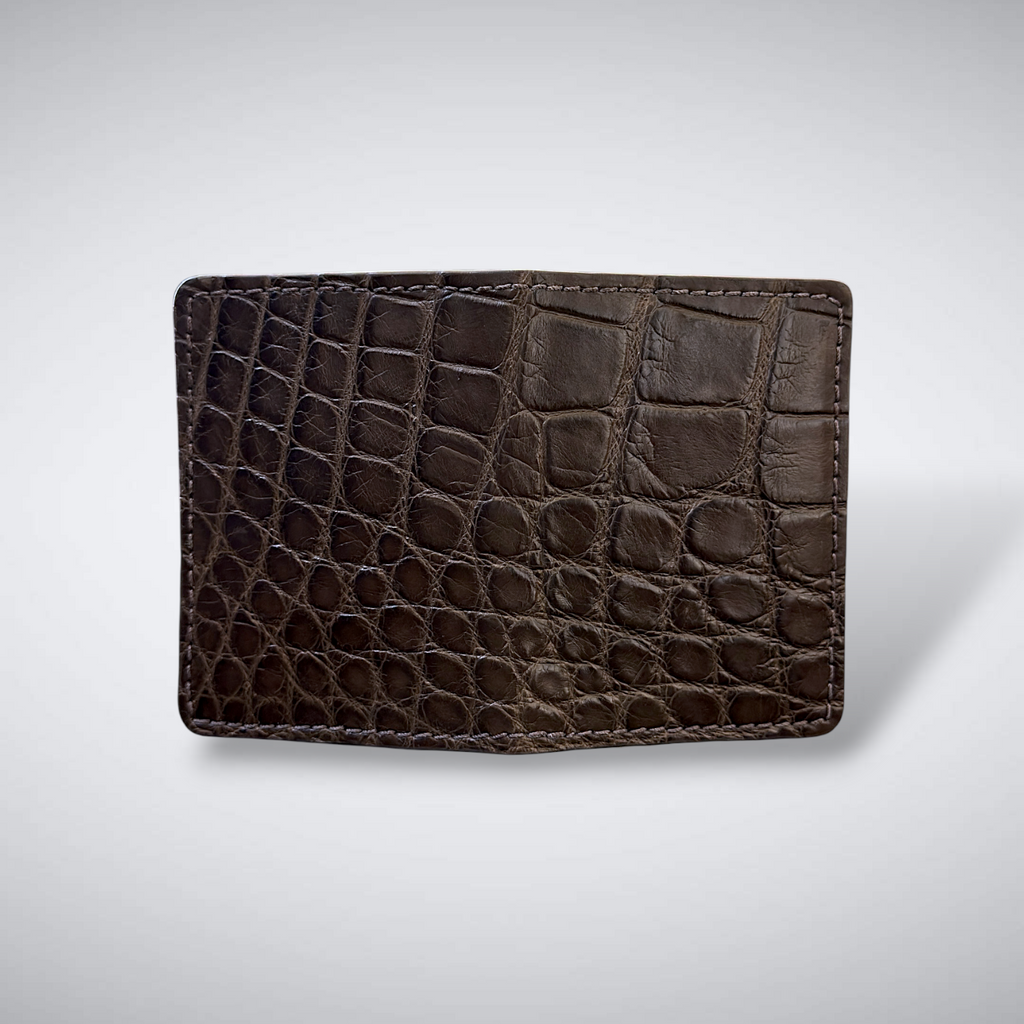The Knox – Matte Alligator Slim Card Case | Nicotine