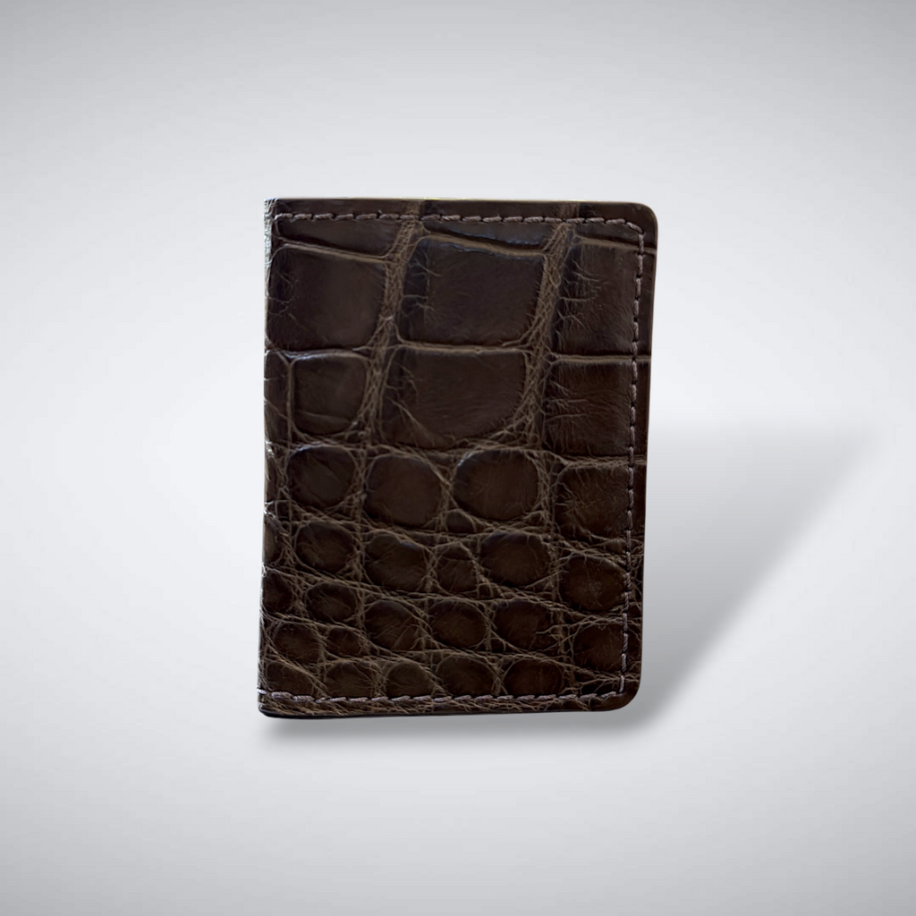 The Knox – Matte Alligator Slim Card Case | Nicotine