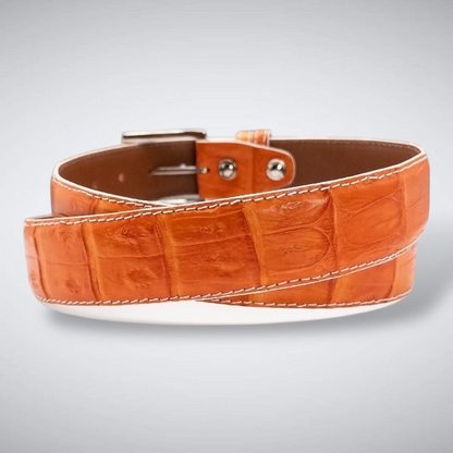 Matte Caiman Tail Belt: Orange