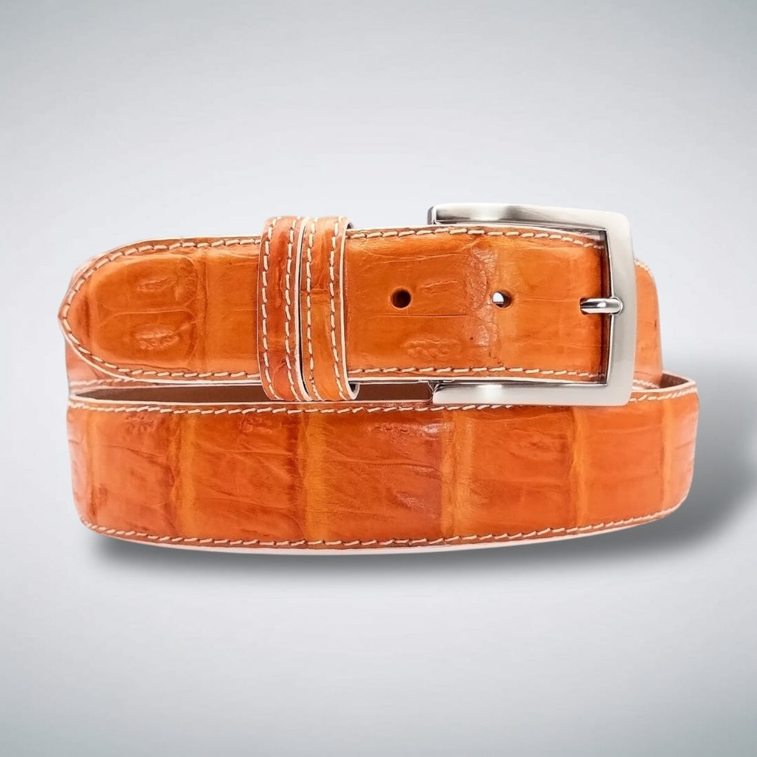 Matte Caiman Tail Belt: Orange