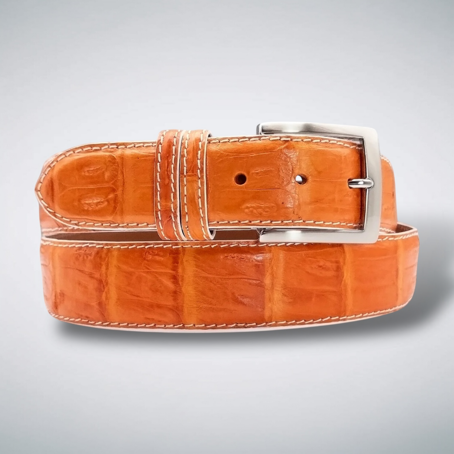 Matte Caiman Tail Belt: Orange
