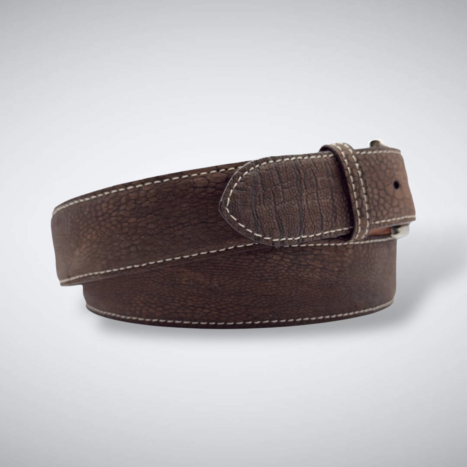 Ostrich Belt — Brown | Shin | Suede