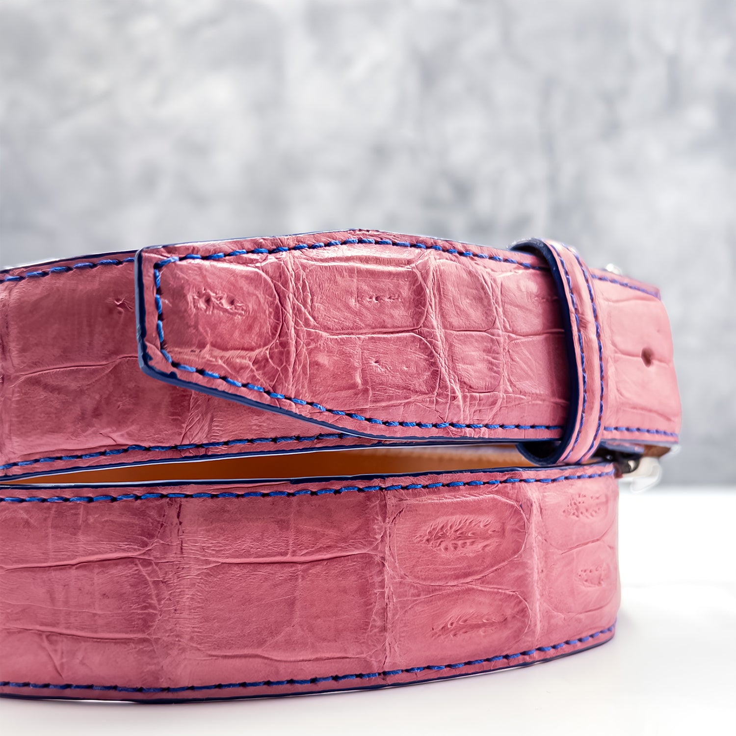 Matte Caiman Tail Belt: Pink
