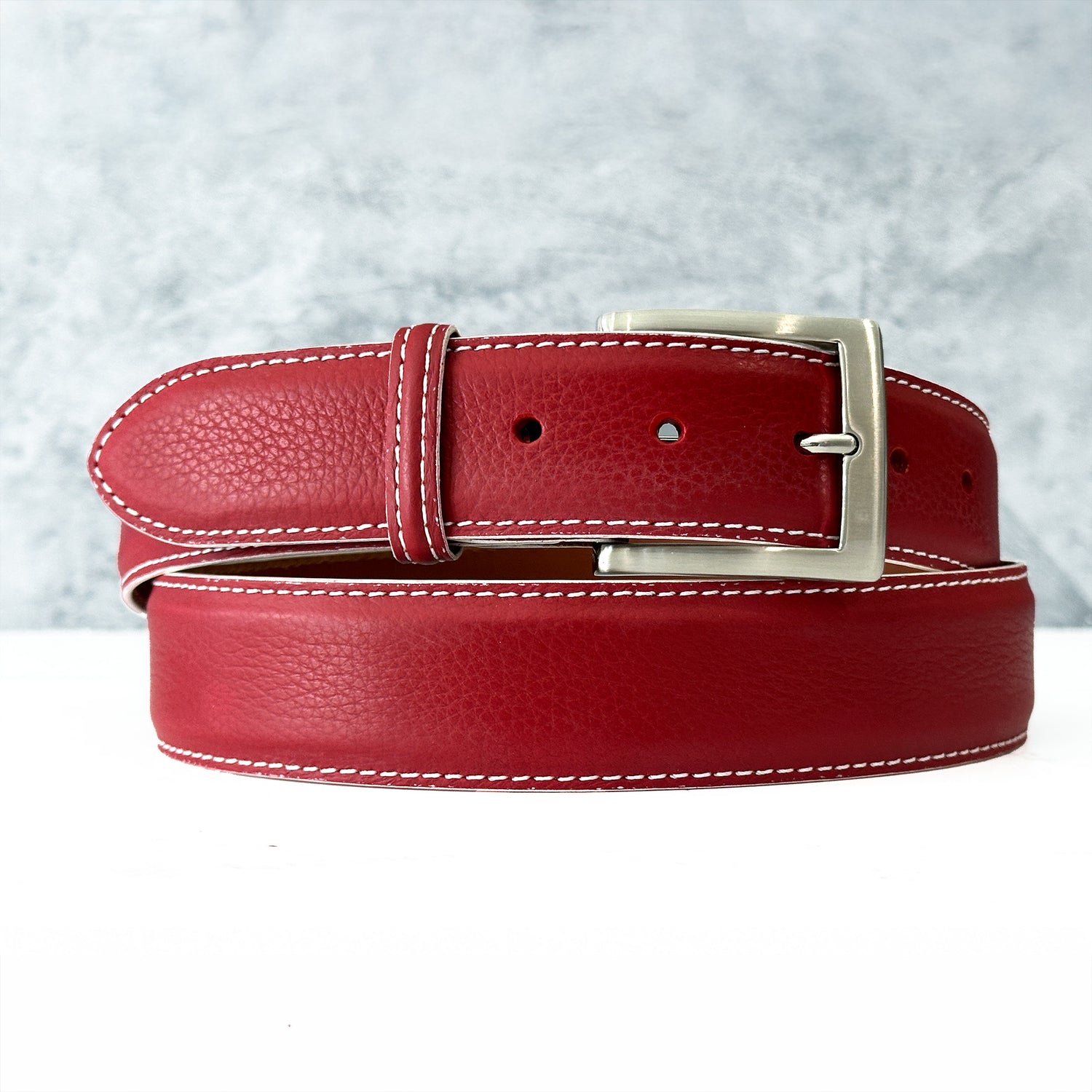 Italian Pebble Grain Calf Belt: Red