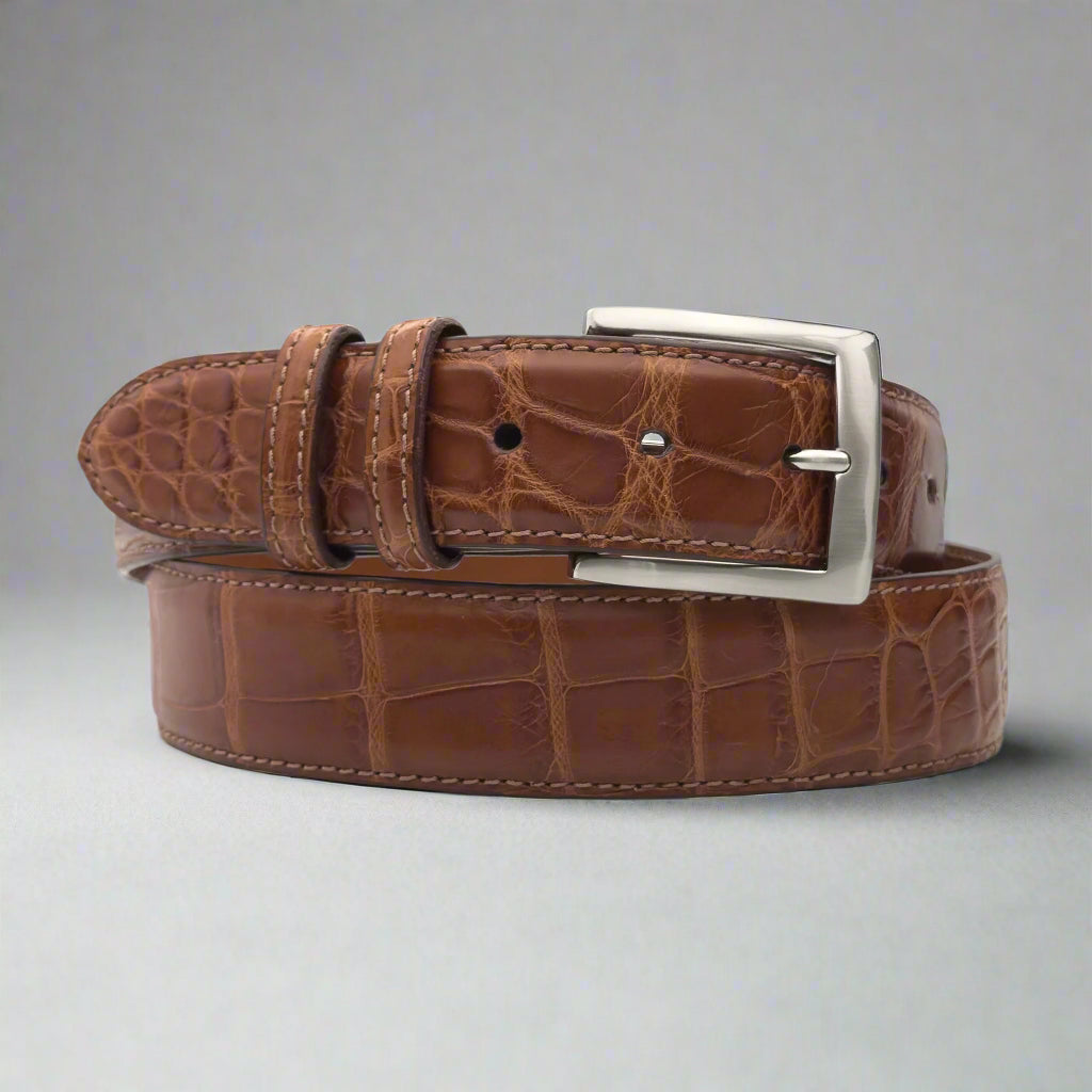 American Matte Alligator Belt One Piece: Cognac