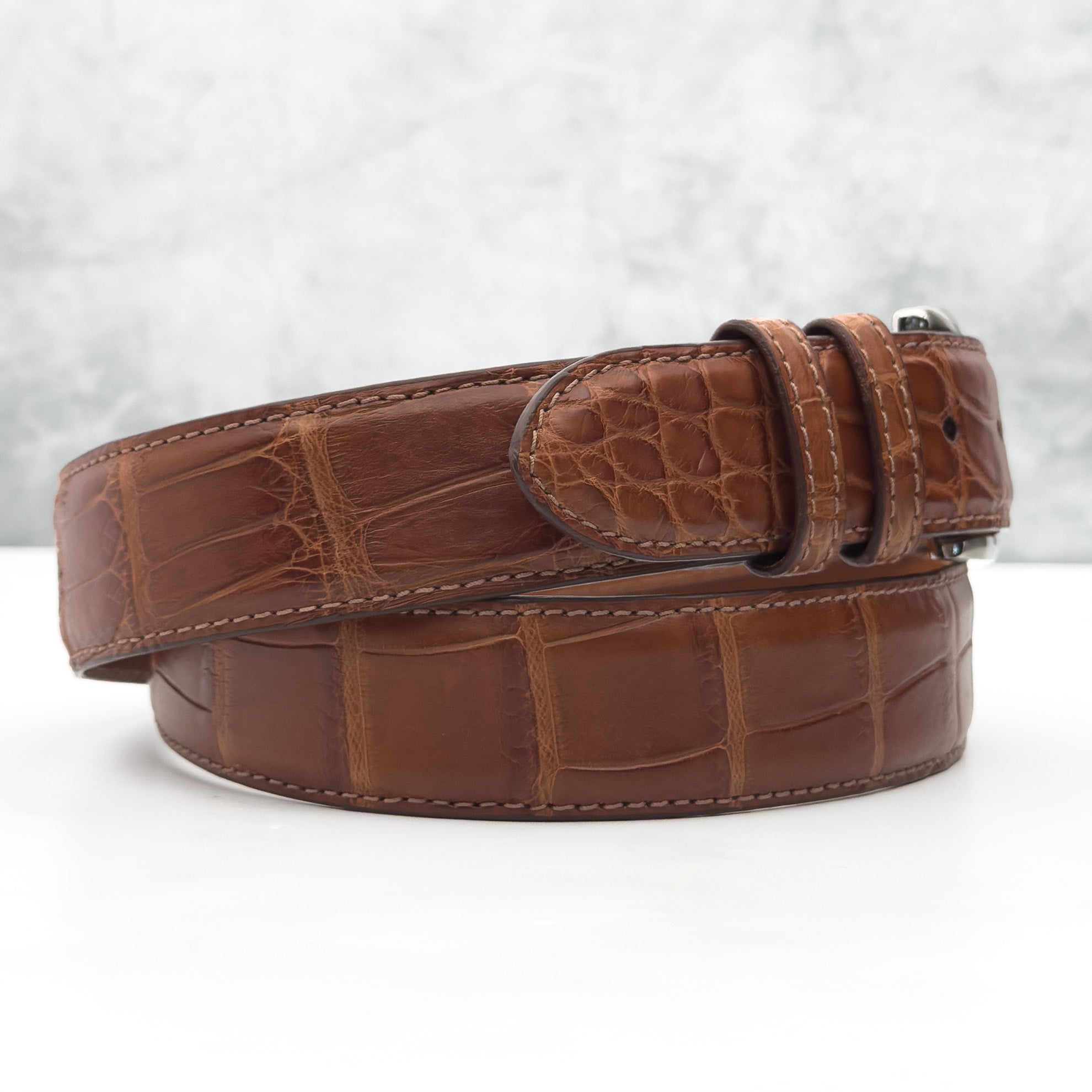 American Matte Alligator Belt One Piece: Cognac