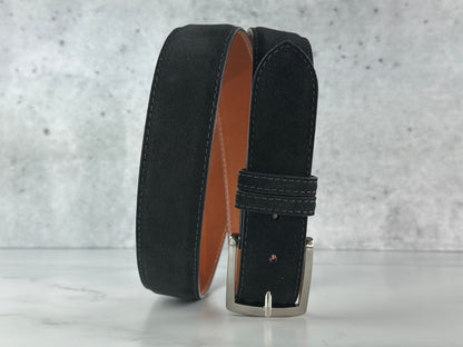 Italian Suede Calf Belt: Black