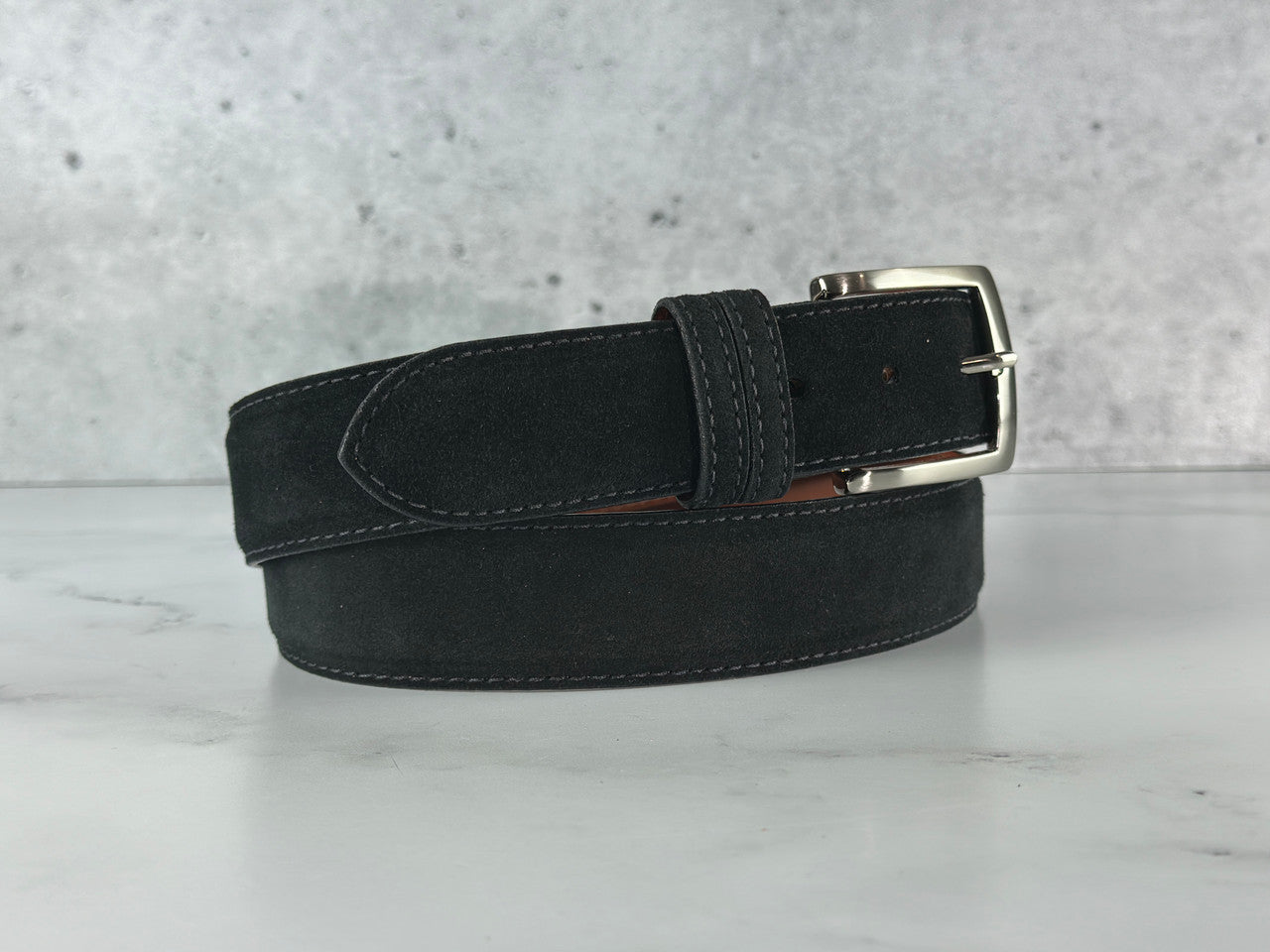 Italian Suede Calf Belt: Black