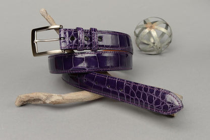 American Glazed Alligator Belt: Purple