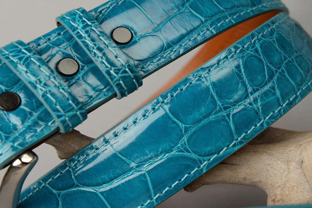 American Glazed Alligator Belt: Turquoise