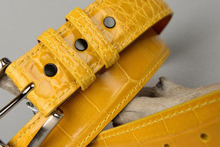 American Glazed Alligator Belt: Yellow