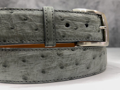 Ready To Ship Ostrich Quill Belt: Gray 1.5&quot; width
